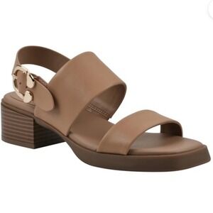 NWT Aerosoles 11W Brown Leather Slingback Sandals Wide Fit